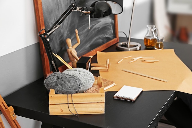 Workshop interior with threads